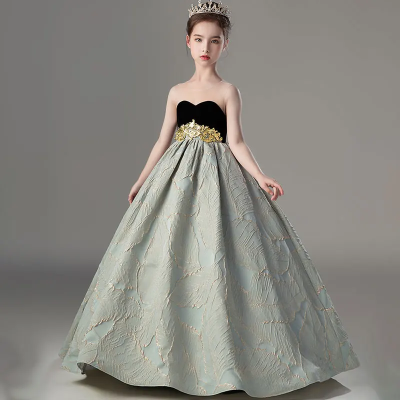 Little Girls Formal Occasions Performance Dress Children Elegant Velvet Party Cocktail Prom Dresses Teen 3-14 Years Spanish