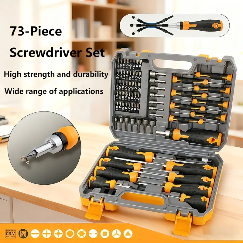 30/73Pcs Hardware Tool Box for Household Use, Car Repair Tool Set, Hardware Tool Box, Multi-tool Box, Screwdriver and Wrench