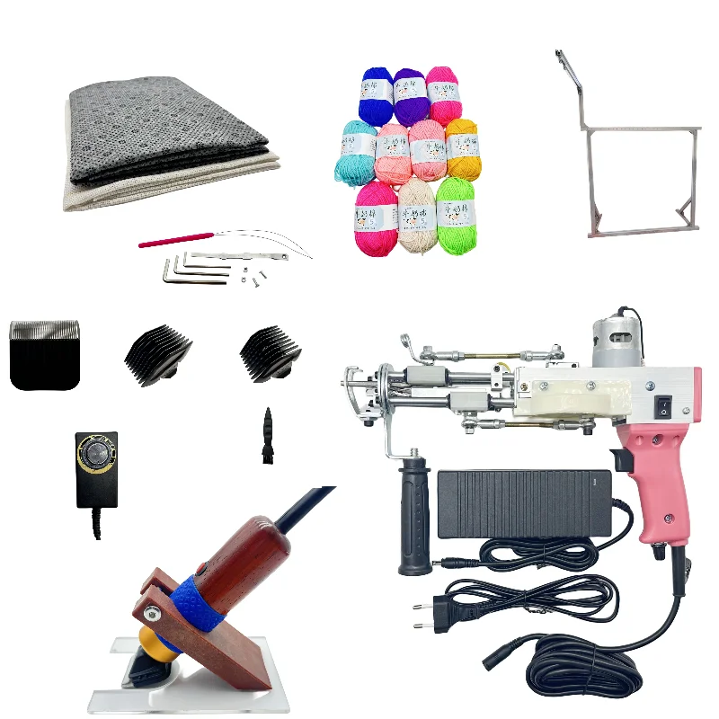 quality 2 in 1 ring velvet and cut tufted gun carpet knitting gun set