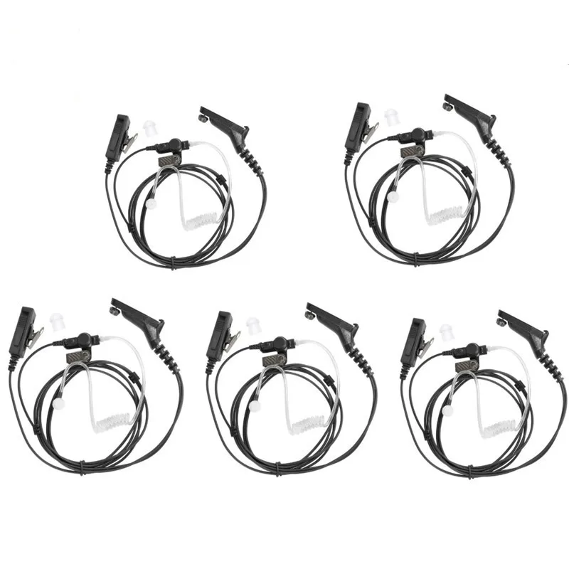 5PCS 2-wire PPT Mic Headset Earpiece For XPR6350 XPR6550 XPR7350 XPR7550 Two Way Radio