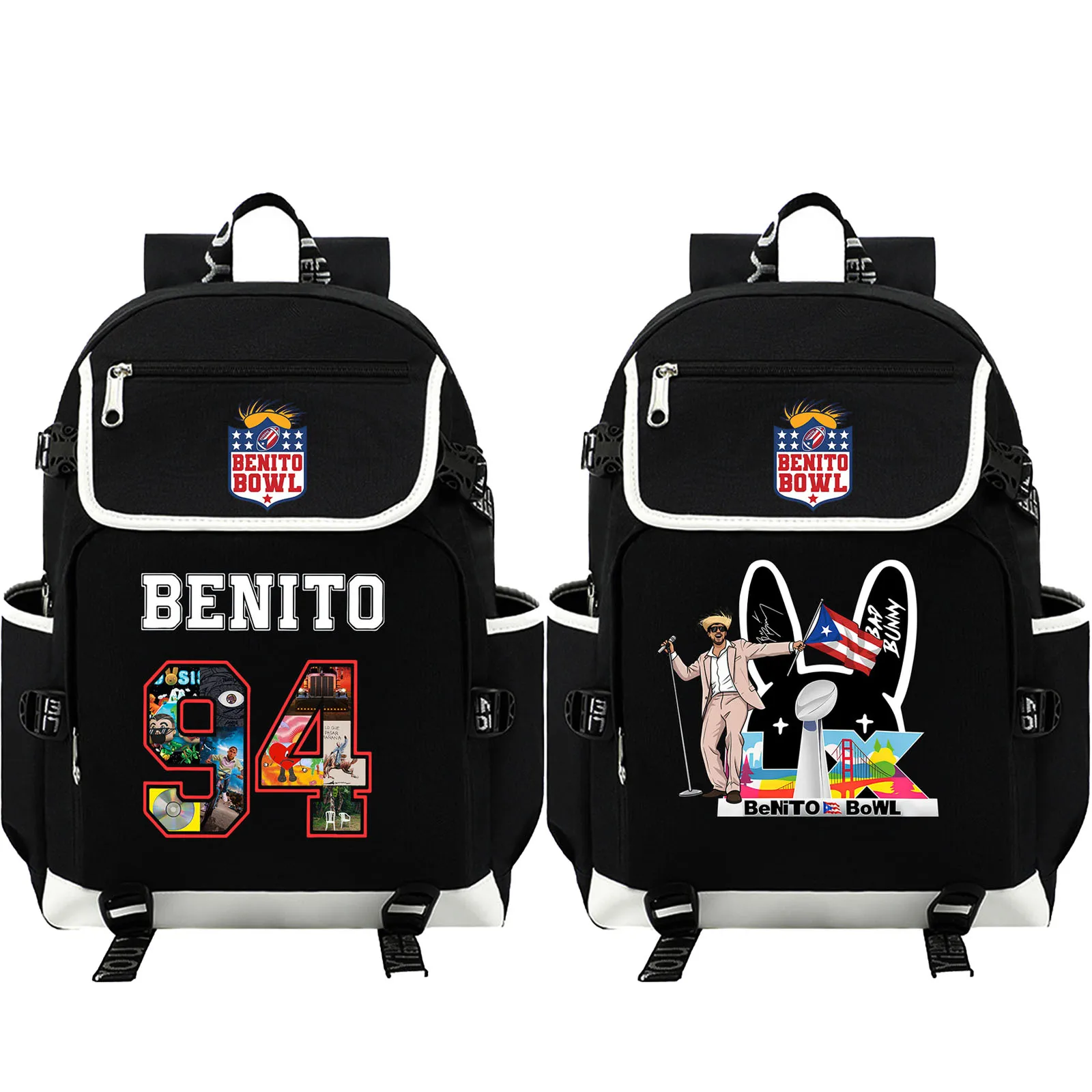 

Рюкзак Bad Bunny Benito Bowl Halftime Show 2026 для девочек и мальчиков, студентов и подростков, повседневный школьный ранец, дорожная сумка, мочила