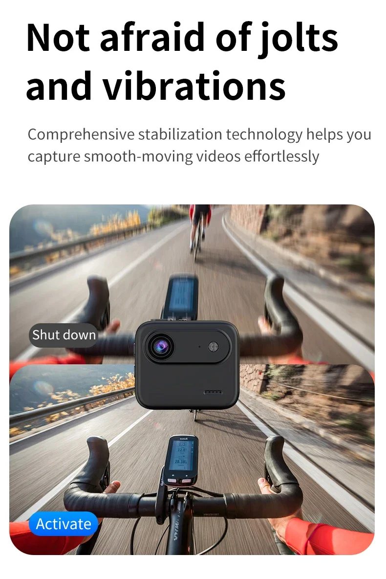 Action Camera Recorder Flip Screen 4K HD Ultra Clear Recording VLOG Anti Shake 143 ° Wide-angle Helmet Outdoor Mini Cam