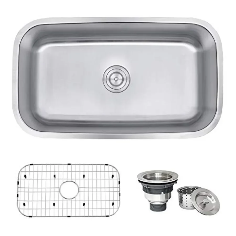 Undermount Kitchen Sink for Residential Use, 16-gauge Stainless Steel, Brushed Nickel Finish, Corrosion-resistant and Sound-dam