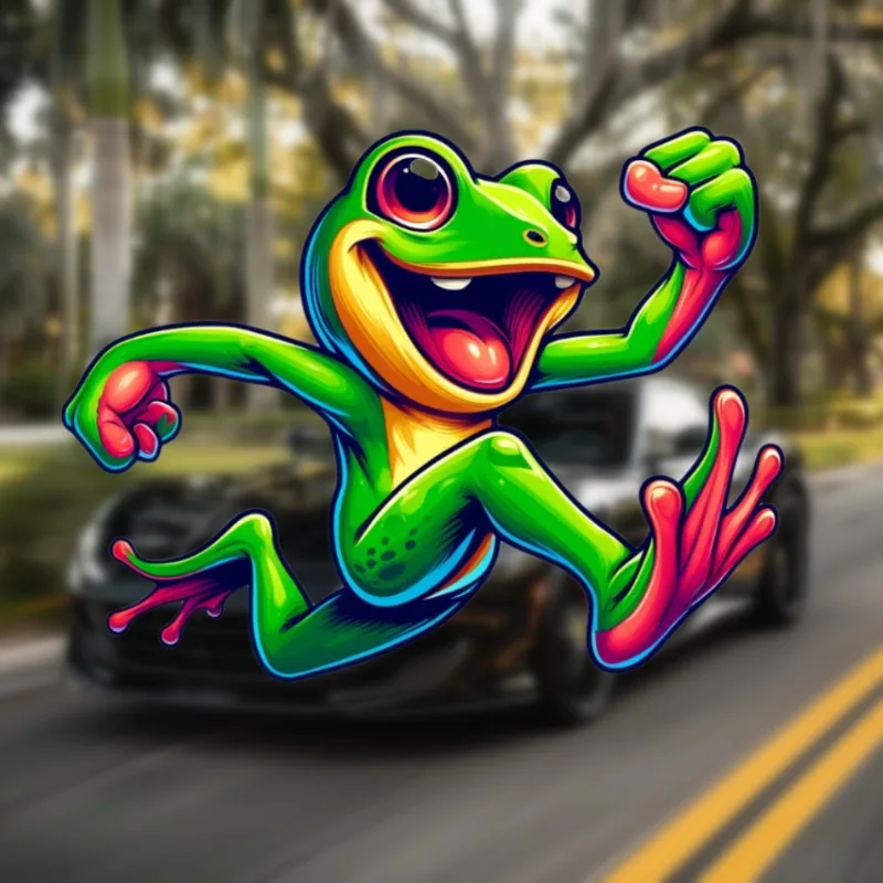 1PC Colorful Happy Frogs Motorcycle Stickers Waterproof Motorbike Fuel Tank Decorative Vinyl Decals Funny Animal Moto Decoration