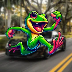 1PC Colorful Happy Frogs Motorcycle Stickers Waterproof Motorbike Fuel Tank Decorative Vinyl Decals Funny Animal Moto Decoration