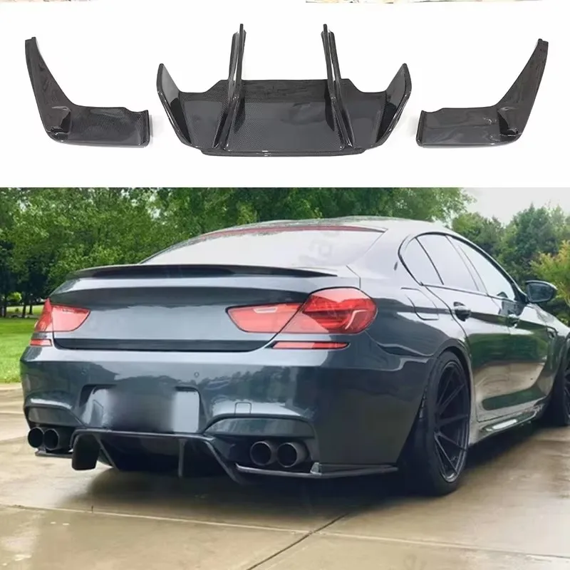 

Для BMW 6 серии F12 F13 F06 Диффузор из углеродного волокна Автомобильный задний бампер Диффузор Задние сплиттеры Спойлер с лампой Комплект кузова для задней губы