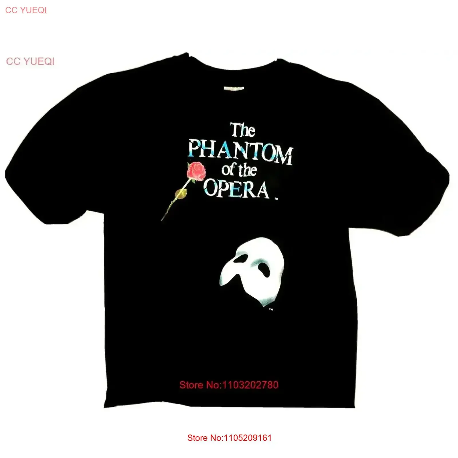 خمر فانتوم أوف ذا أوبرا الموسيقية الجديدة 80s أصيلة أسود تي شيرت حجم XL غسلها مريحة مصمم الملابس خمر لينة