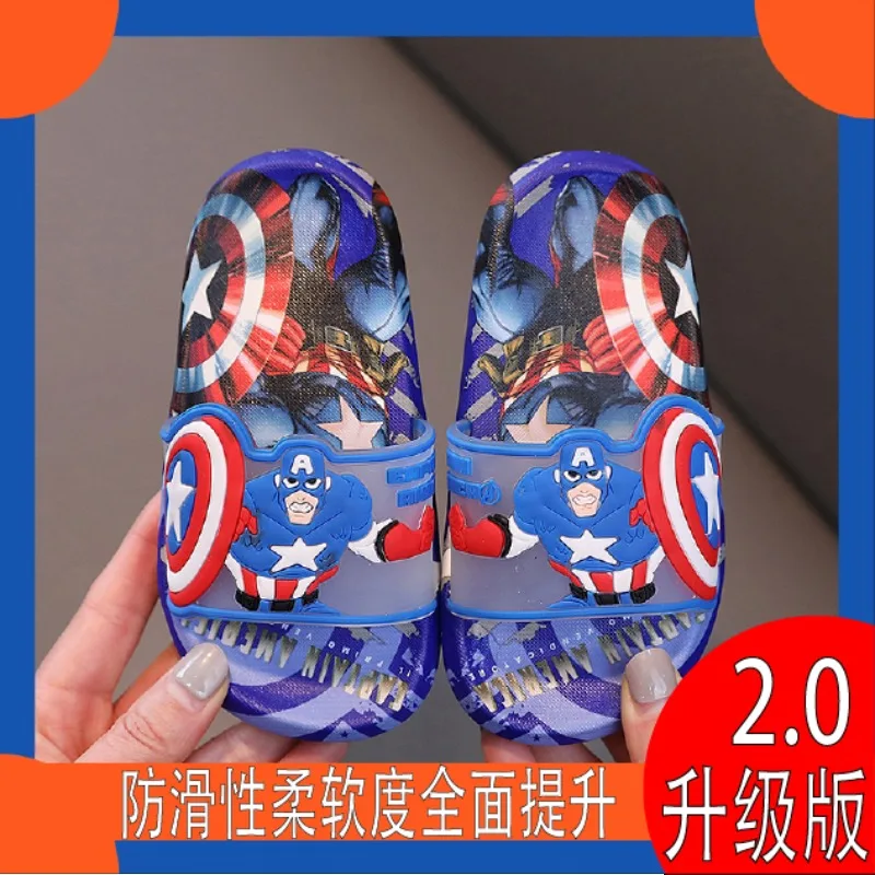 กัปตันอเมริกา สไปเดอร์แมน อันนา น่ารัก หวาน คาวาอิ อเนกประสงค์ กันลื่น นุ่ม อุปกรณ์ต่อพ่วงอะนิเมะเด็กการ์ตูนรองเท้าแตะรองเท้าแตะของขวัญ