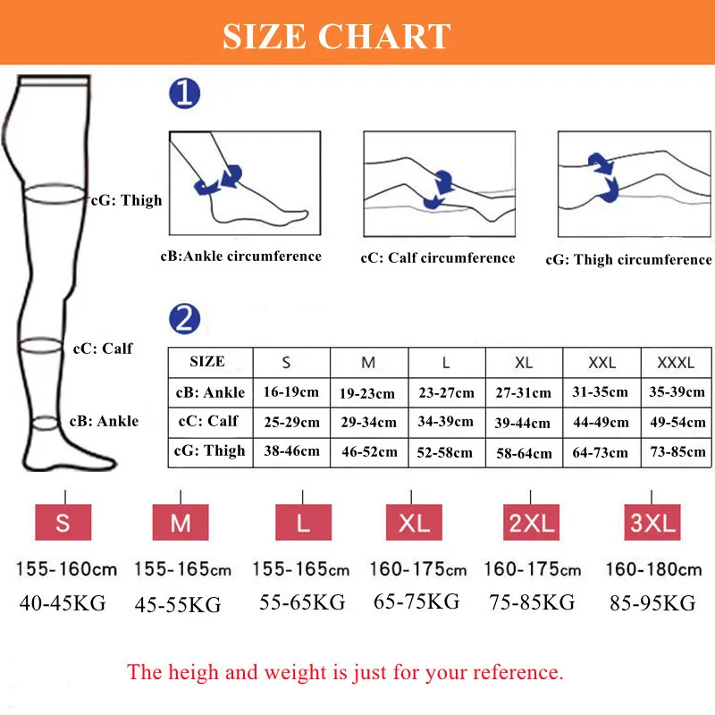 医療用コンプレッションストッキング,弓付き看護ソックス,S-2XL,20-30mm,2ユニット