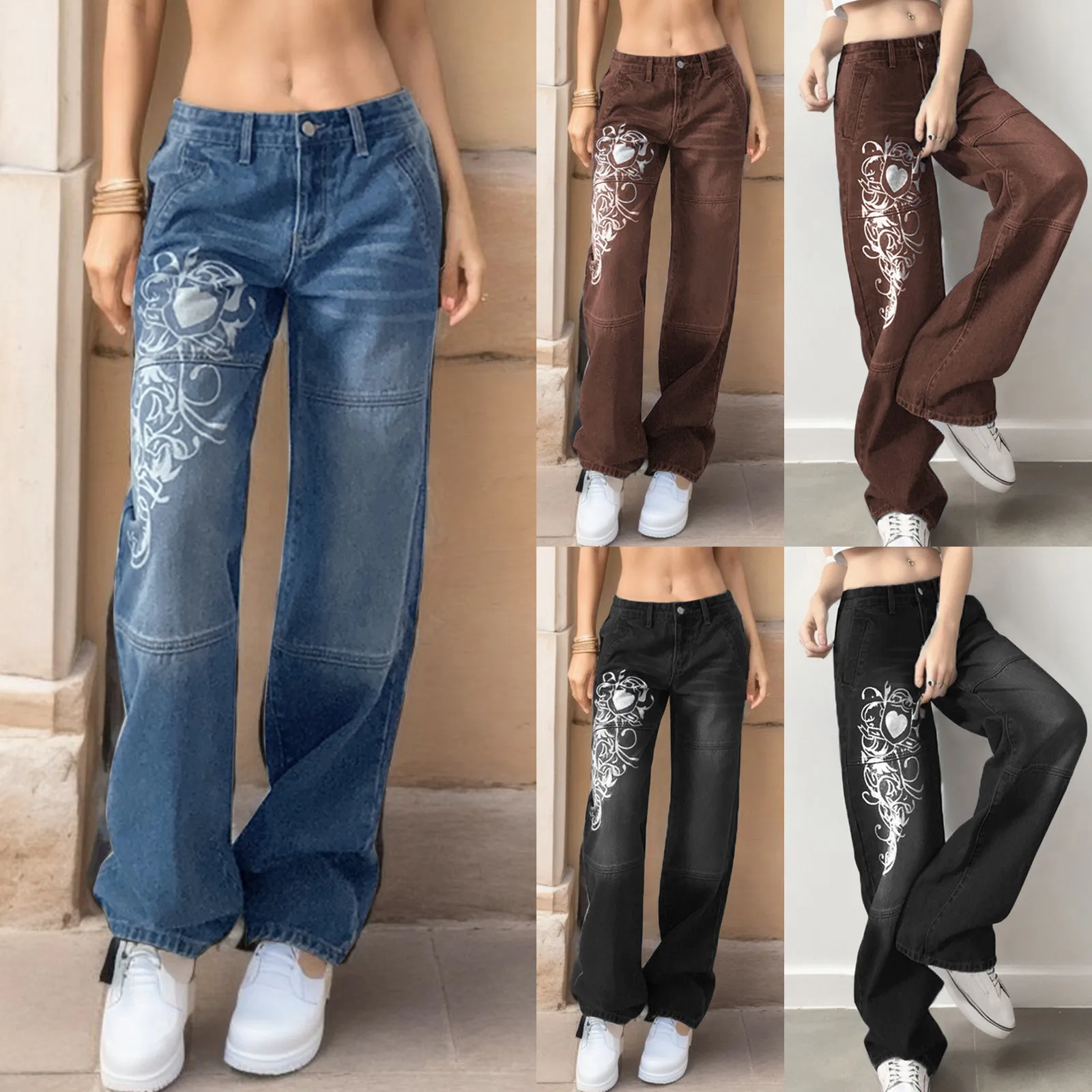 Harajuku Grunge pantaloni Cargo Vintage a vita bassa Y2k estetica Indie donna Jeans tasche pantaloni retrò Streetwear coreani