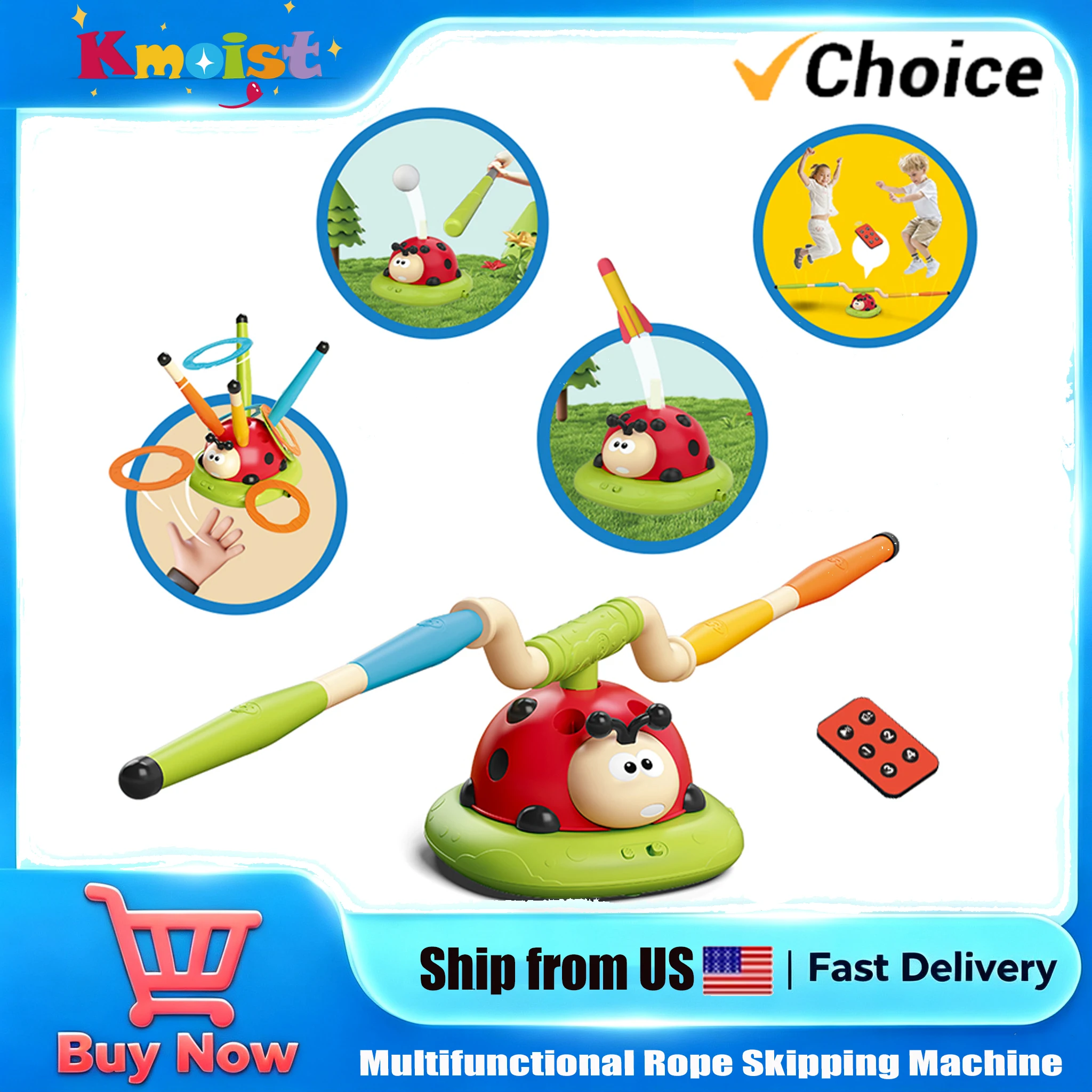 Multifunctional Rope Skipping Machine Ferrule Game Kids Toy Adjustable Sport Machine Somatosensory Toys for Children Christmas Gifts Ship from US Warehouse Fast Delivery