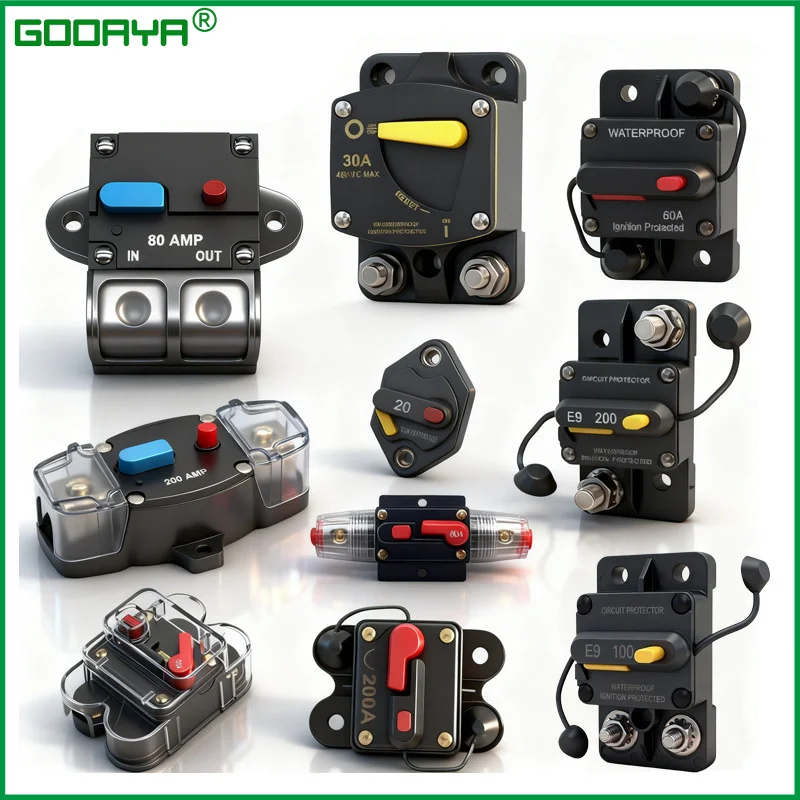 Circuit Breaker 20A to 200A Manual Reset for Car Audio System Waterproof Marine Circuit Breaker Reset Fuse 12V- 48V DC 40A 60A