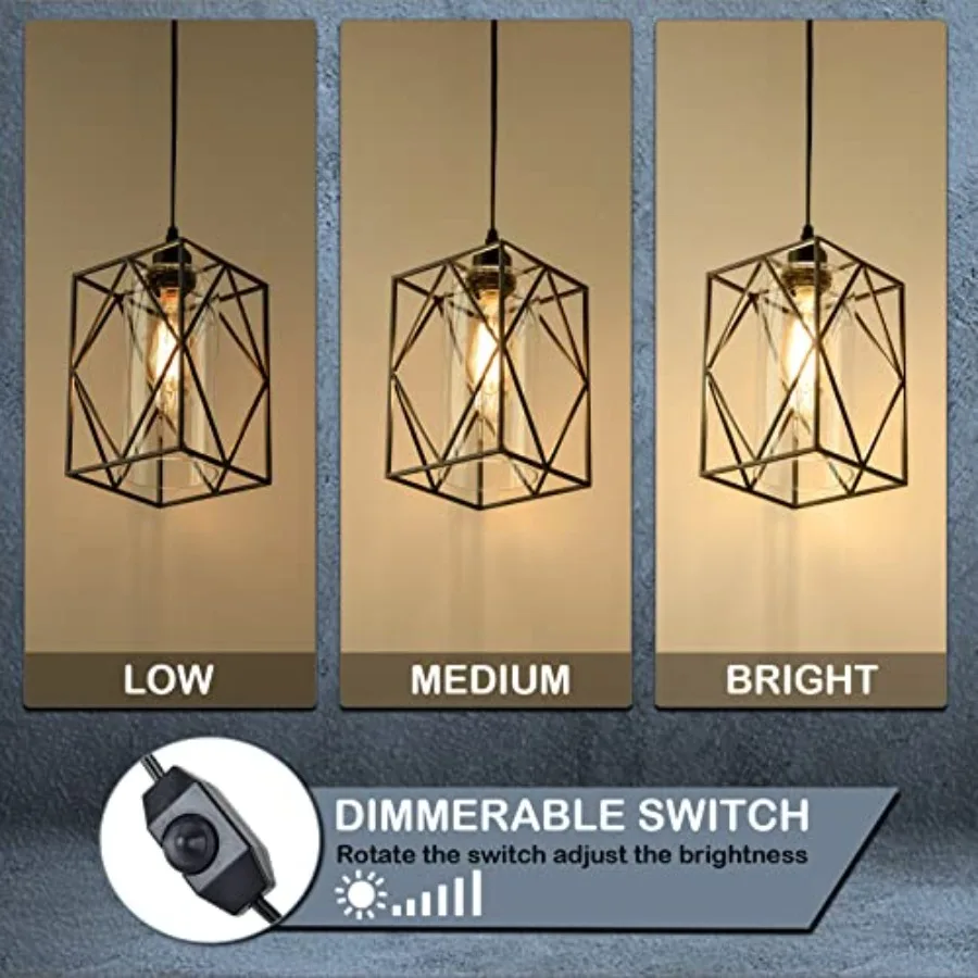 Plug in Pendant Light with Dimmer Switch Outdoor Farmhouse Hanging Lights Fixtures for Gazebo and Porch Plug in Ceiling Light f