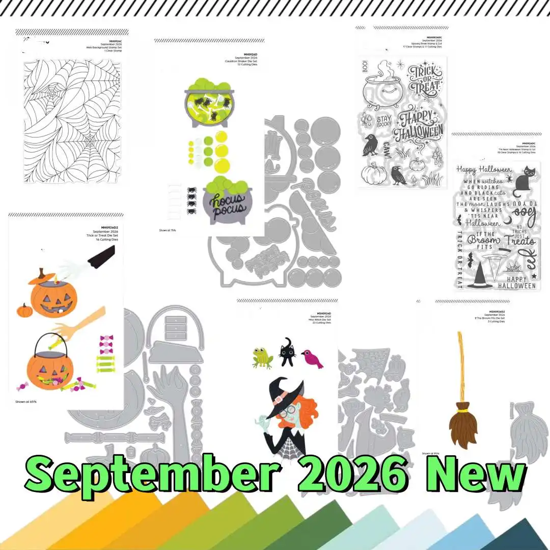 September 2026 New Halloween Witch Cauldron Shaker Metal Cutting Dies Clear Stamps For DIY Scrapbook Diary Decoration Embossing