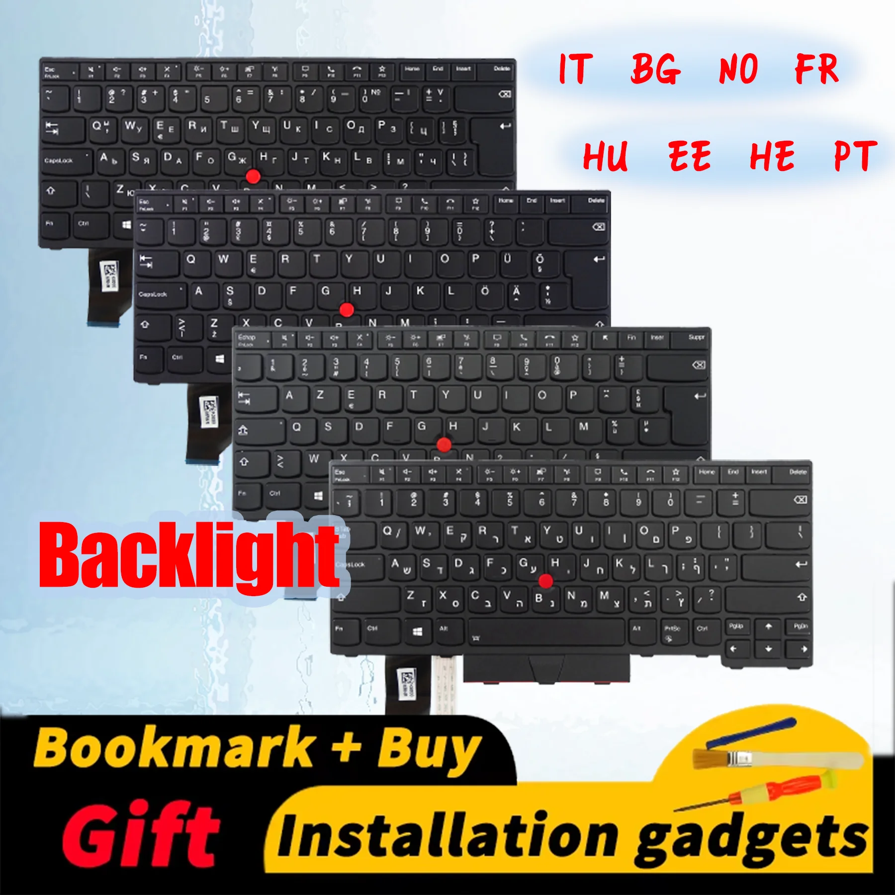 

Bulgarian Estonian French Hebrew Hungarian Italian Norwegian Portuguese for Lenovo ThinkPad L14 Gen2/L14 Gen2 backlit keyboard