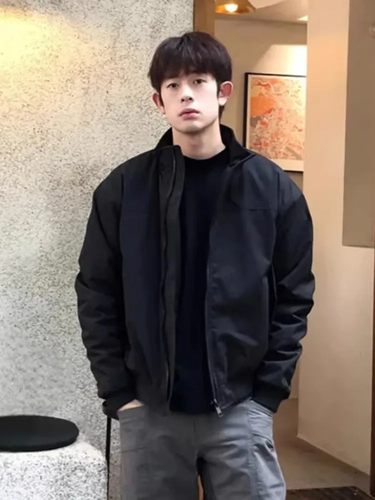 American Style Short  Jacket Men's Autumn Three-Proof Workwear Black Cleanfit Stand Collar Trendy Outdoor Coat