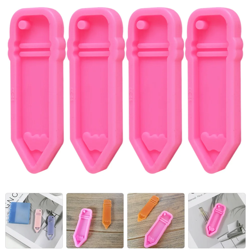 

4Pcs Pencil Shaped Silicone Mold DIY Keychain Charm Casting Mold Non-Stick Craft Supply for Unique Epoxy Pendant Making Projects