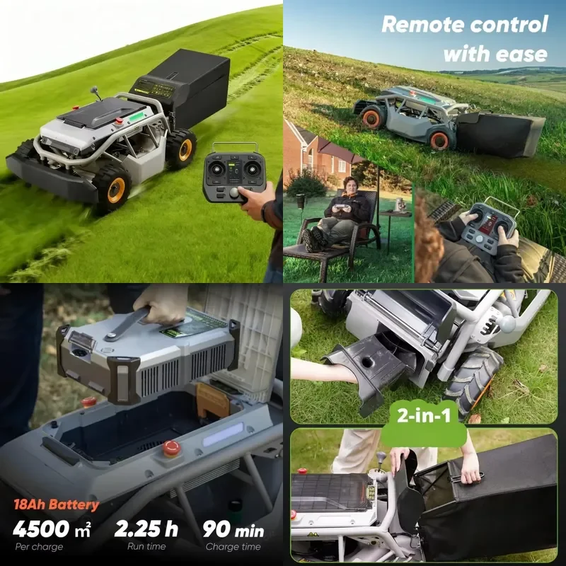Customized Remote Control Lawn Mower 4WD 75% 37°Slope(Wide Wheels Edition) Cutter for Steep Slopes Smart Remote Mower