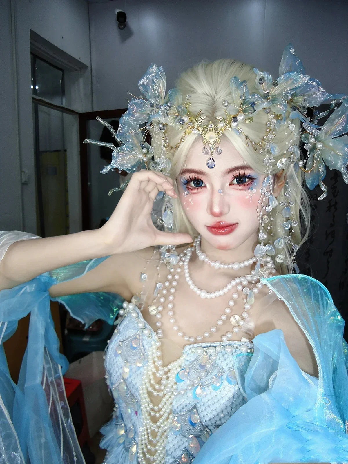 Xiuhe Hanfu إكسسوار للشعر شرابة الجبين سلسلة تاج السفر التصوير قزم حورية البحر الأميرة العروس فستان الزفاف غطاء الرأس #4