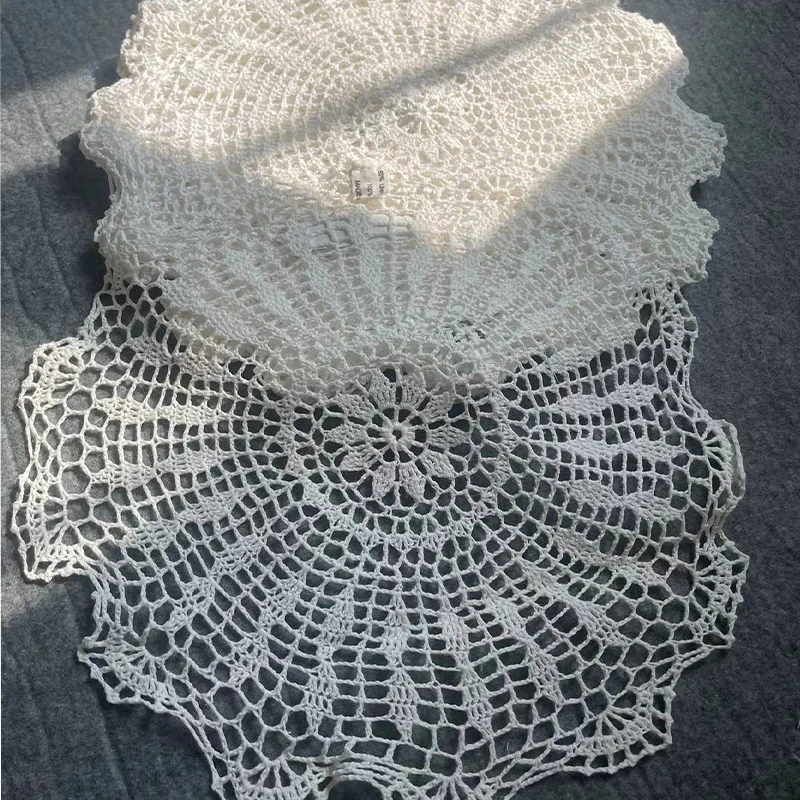 Hand Crochet Crochet Pure Cotton and Linen Lace Placemats Woven Decorative Disc Dining Table Mat Kitchen Table Mats