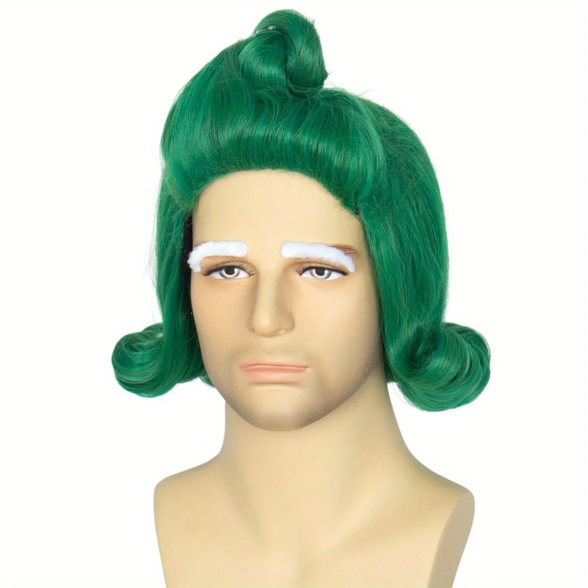 Perruque courte bouclée verte de Noël pour hommes, postiche synthétique de style Whacky, perruque de scène, perruque de cosplay, perruque de costume de Noël