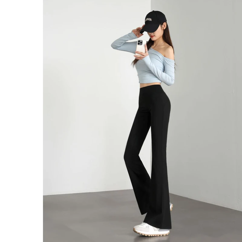 ラテンダンス衣装ハイウエスト痩身黒パンツ女性モダンダンス練習服タンゴチャチャサンバトレーニングパンツ