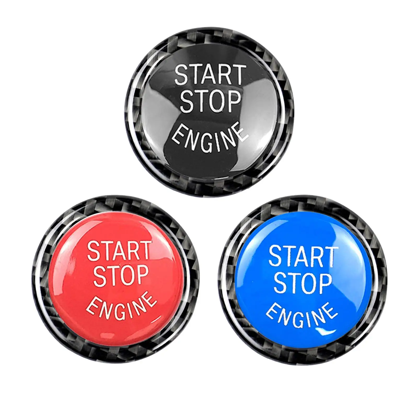 Engine Start Stop Button Trim Cover Carbon Fiber Protection Anti Scratch Sticker