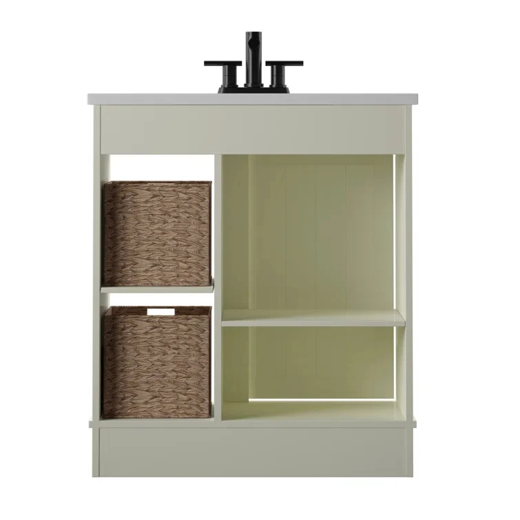 

Wooden European Modern Floor-to-Floor Cabinet Wash Sink Set Dresser Sink Cabinet