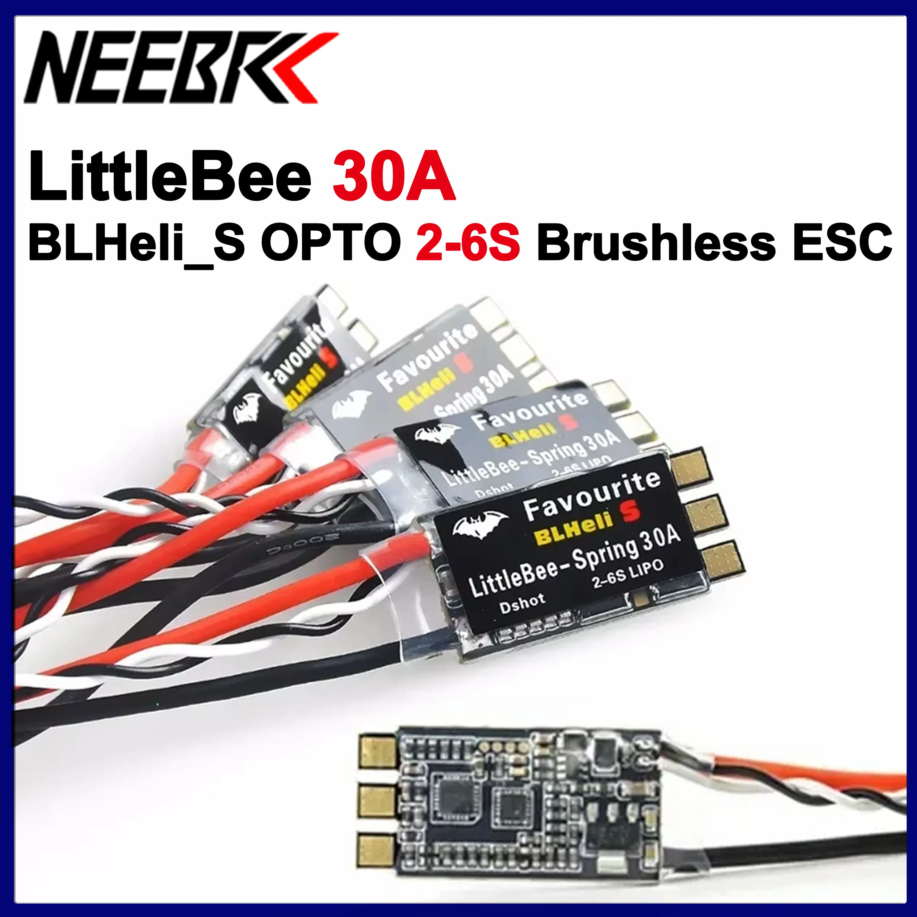 

1/2/4 шт. Favorite FVT LittleBee 30A бесщеточный ESC BLHeli_S 2-6S поддержка Mulitshot DSHOT Oneshot42 OneShot125 для радиоуправляемого дрона-самолета