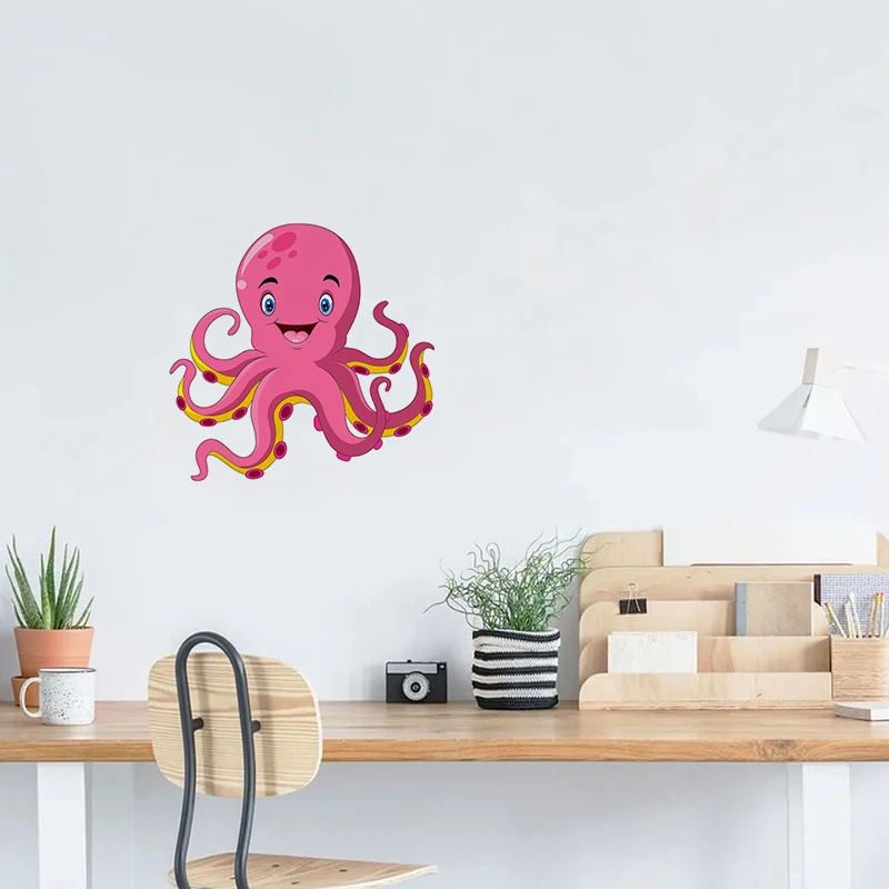 C234# Cute Cartoon Octopus Wall Sticker Bathroom Toilet Decor Living Room Cabinet Refrigerator Home Decoration