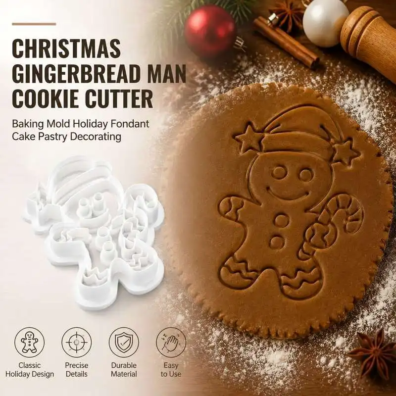 Gingerbread Man Cookie Cutter for Christmas Baking Biscuit Pastry Fondant Cake Decoration
