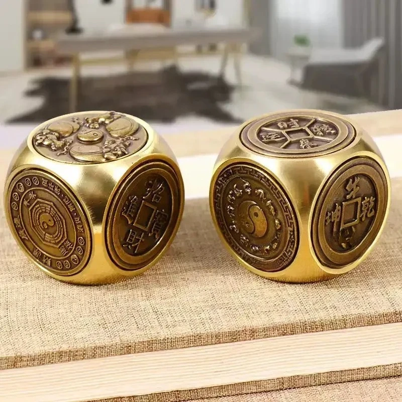 1pc Mini Metal Wealth Attracting Ornaments Feng Shui Accessories Six Sides Stress Reducing Tools Feng Shui Accessories 4cm