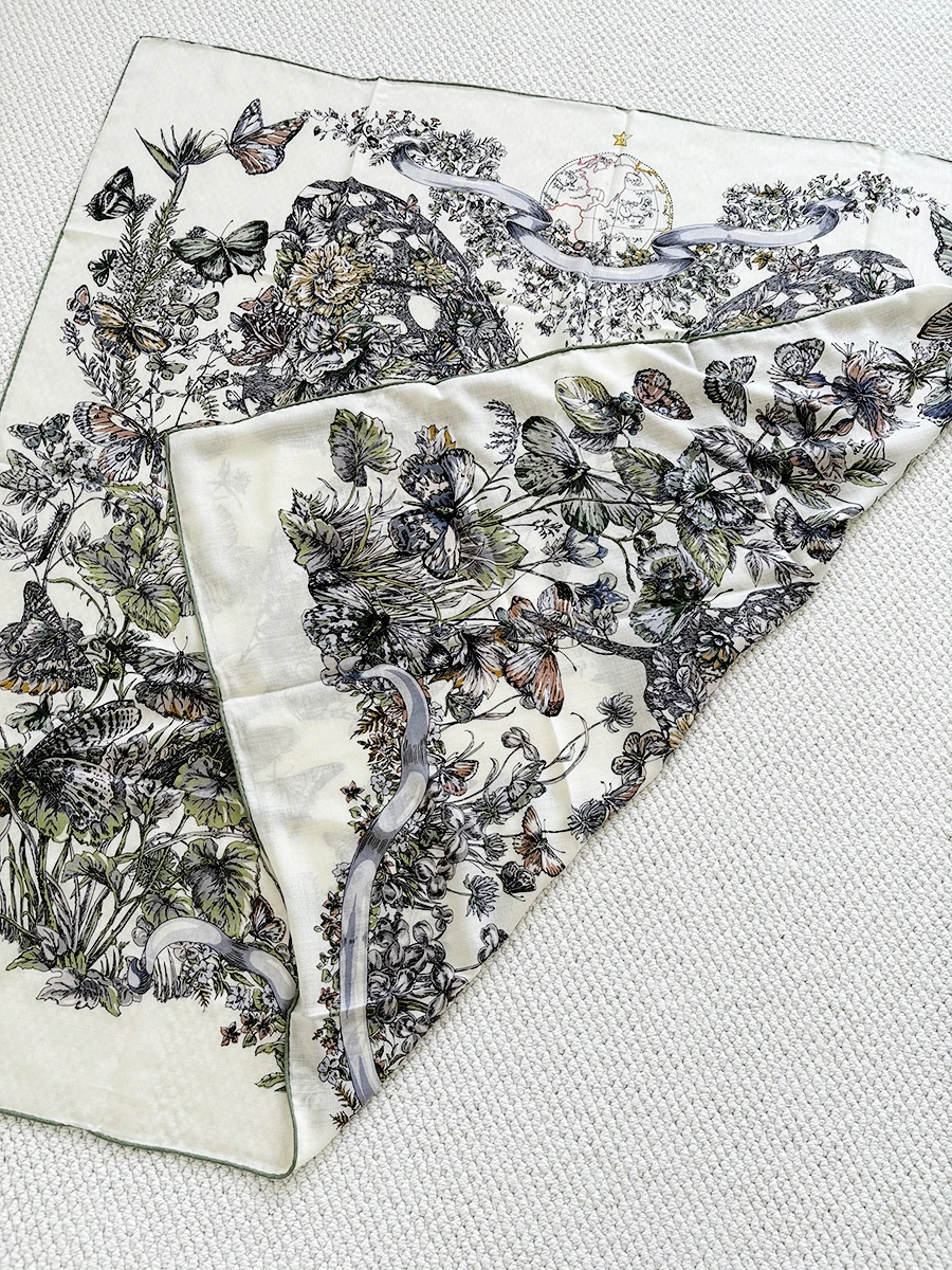 

Зимние шерстяные шелковые шали с двусторонним принтом, палантин, банданы ручной работы с закрученными краями, шарфы на шею, Рождественский подарок для мамы