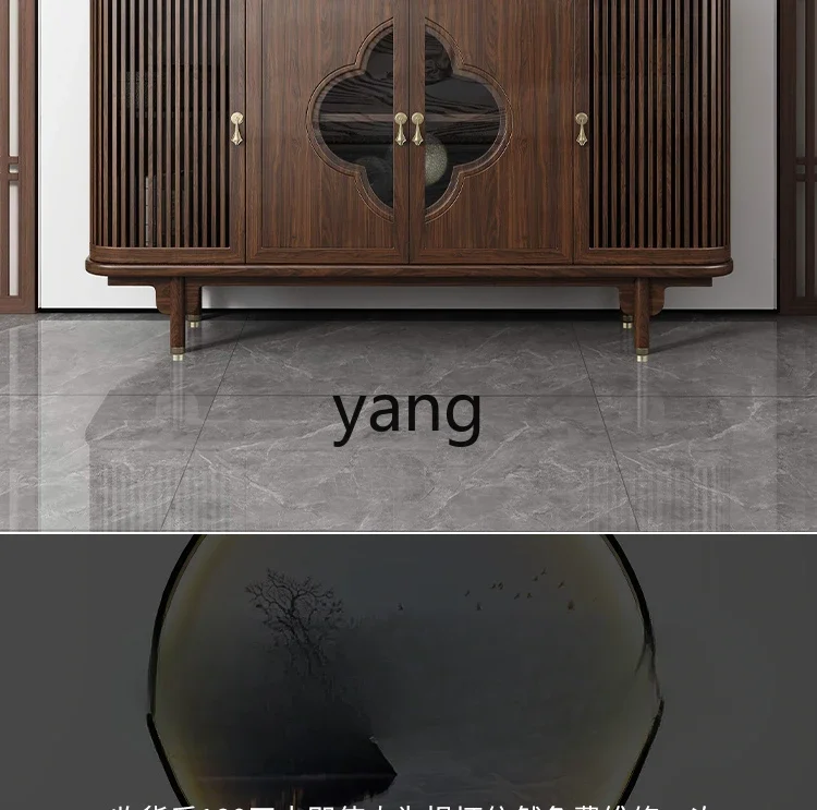 LH new Chinese side cabinet ebony wood locker integrated against the wall household living room tea cabinet