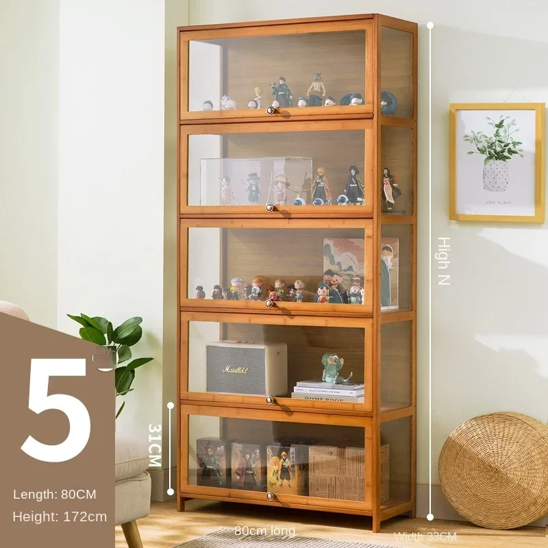 Display Cabinet for Figures Acrylic Transparent Dustproof Display Case Living Room Storage Box Commodity Shelf Bookcase Shelving