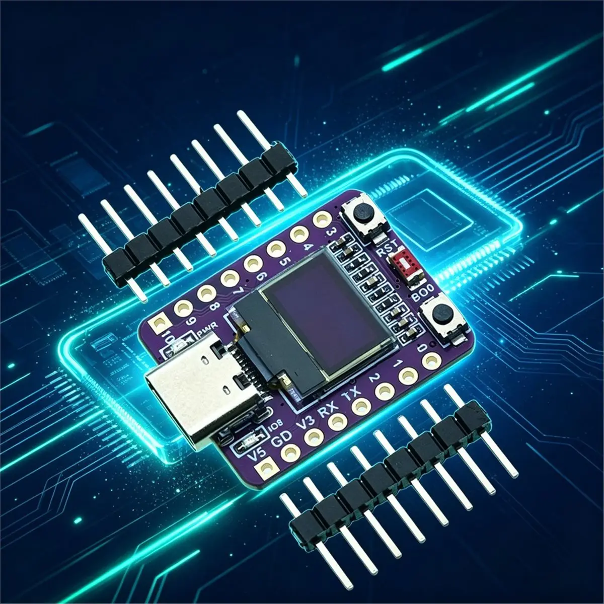 -C3 Development Board 0.42 Inch 72x40 OLED Development Board 2.4G WiFi BLE5.0 Type-C USB Black