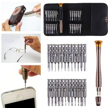 Mini hassas tornavida 25 1 manyetik Set elektronik Torx tornavida açılış onarım araçları kiti iPhone kamera izle PC