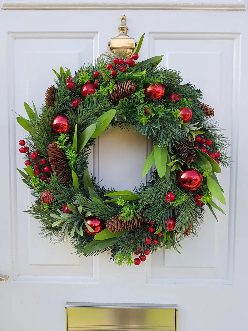 

Christmas Wreath Winter wreaths with red berry Artifical outdoor wreaths christmas decorations for home Wreath for front door