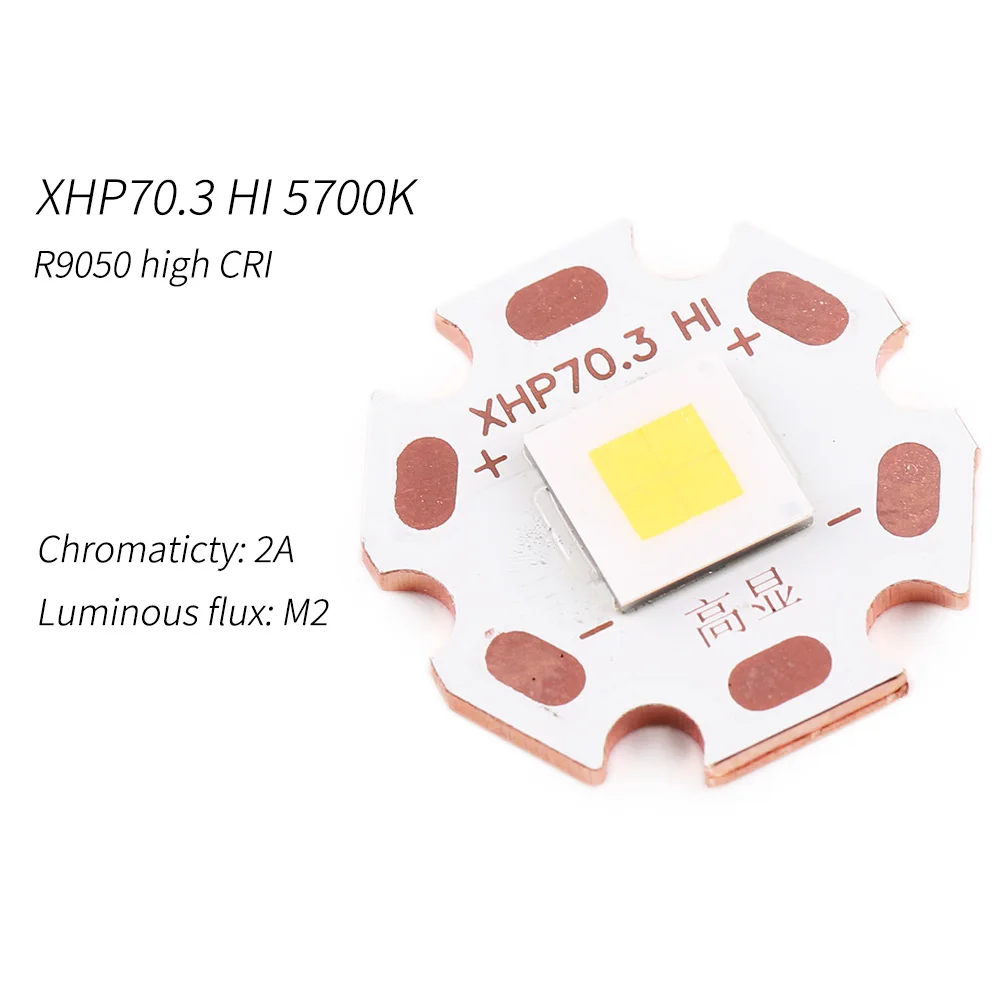 XHP70.3 HI 5700K M2-2A high CRI R9050 SMD 7070 LED Emitter with Convoy DTP Copper MCPCB Flashlight DIY High Power