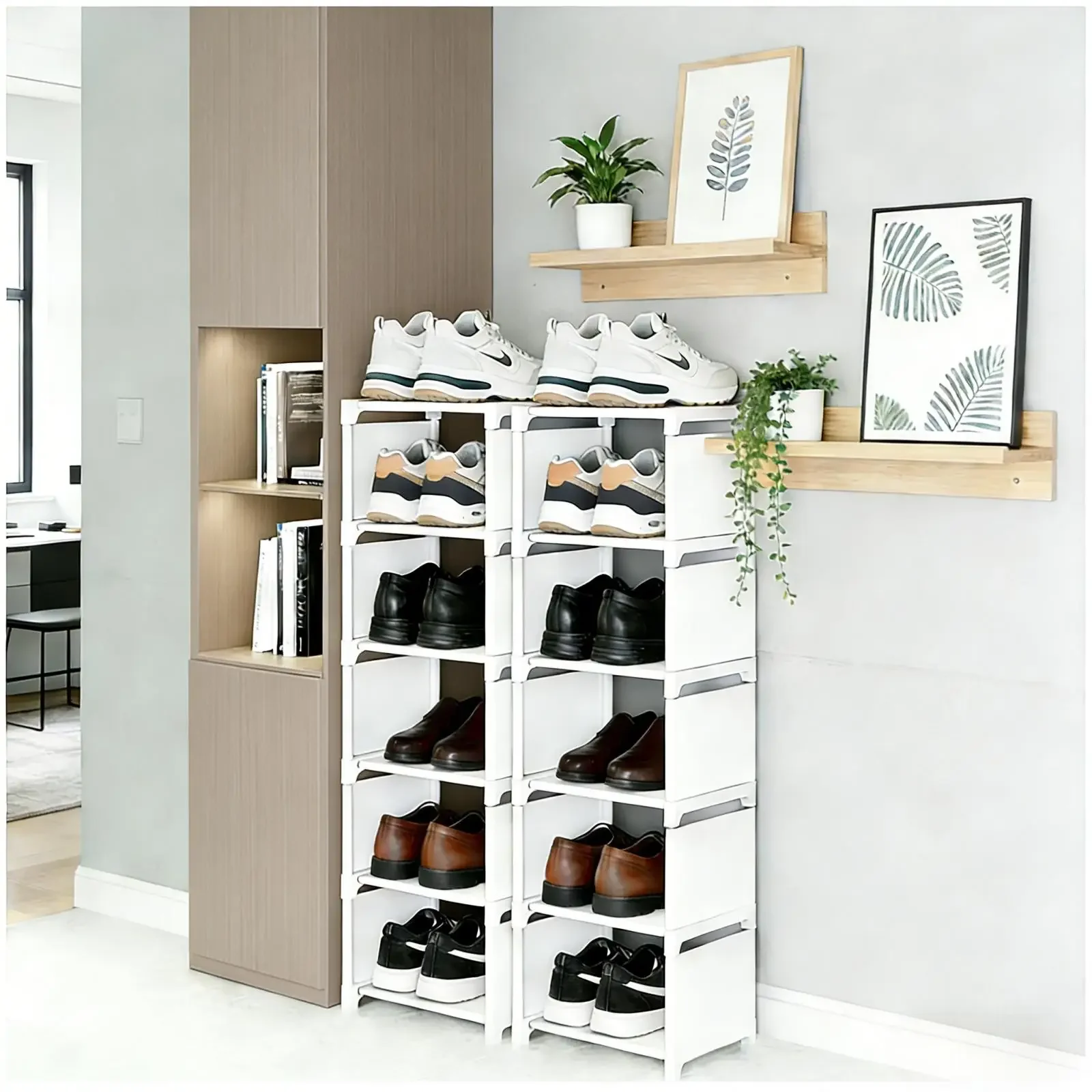 Einfaches Schuhregal mit Hoher Kapazität & Einfacher Montage 6-stufiger Schuhaufbewahrungsorganizer für Eingangsbereich, Flur, Wohnzimmer & Studentenwohnheim