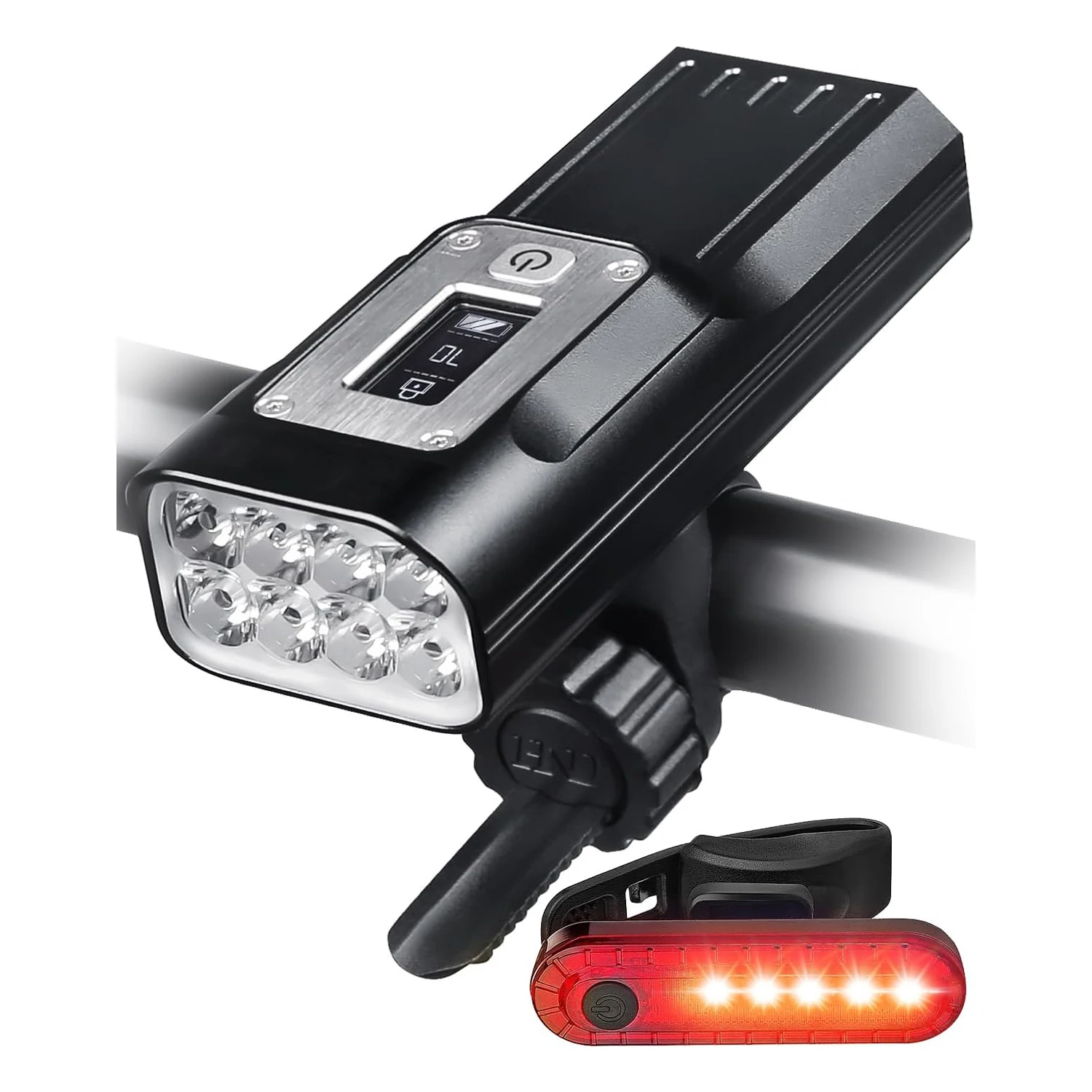 

8 LED 2000 Lumen Bicycle Headlight, USB-C Rechargeable 10000 MAh Bike Light with Battery Display, Perfect for All Bikes