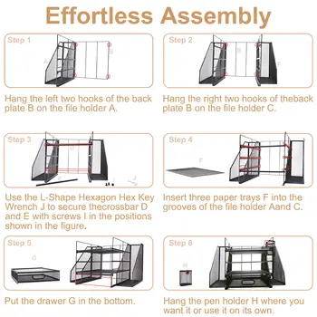 辦公桌收納整理盒及配件 大容量桌面四層文件收納盒,附抽屜和兩個筆筒,適用於學校和家庭 10 最佳銷售 小工具辦公室 - №3