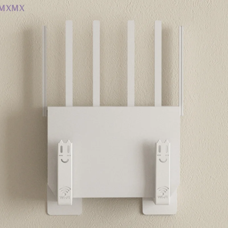 Enrutador montado en la pared versátil y decodificador, estante de almacenamiento multiusos sin taladro con ganchos prácticos, superventas