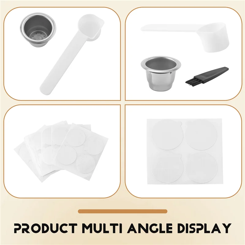 サマーセール 1 ポッド 100 シールステンレス鋼詰め替えネスプレッソコーヒーカプセル再利用可能なネスプレッソマシンエスプレッソコーヒー