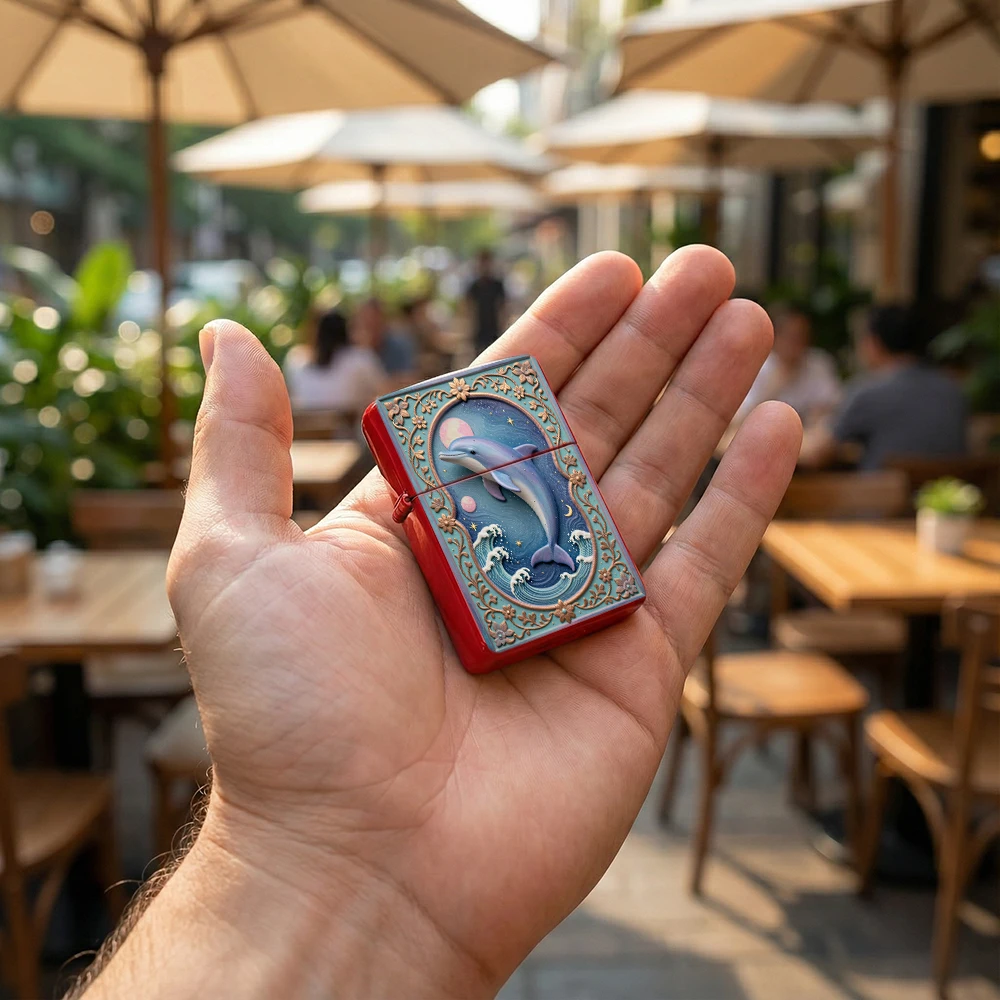 Flip Top Lighter Dolphin Moon  - Vintage Collectible Lighters 评论和价格