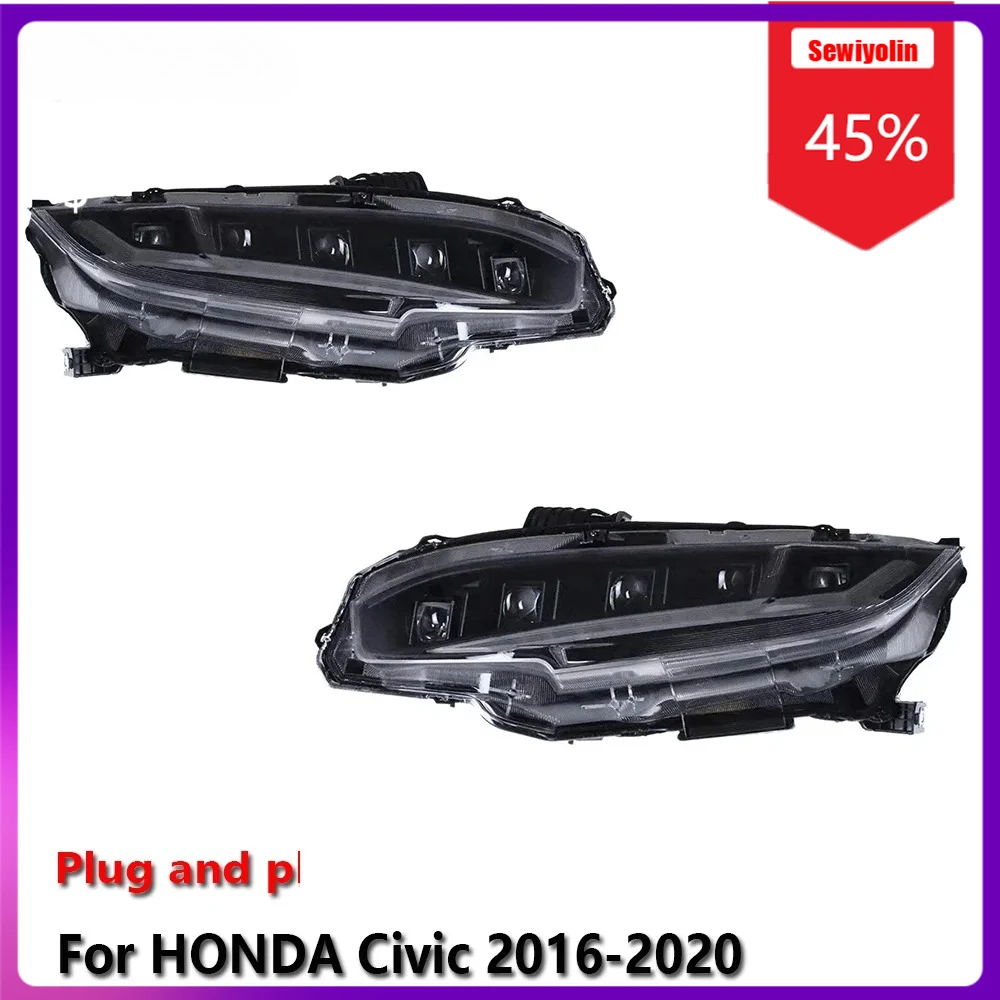 

Автомобильные светодиодные лампы Sewiyolin в сборе для HONDA Civic 2016-2020, противотуманные фары DRL, стоп-сигналы поворота