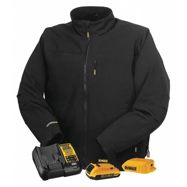 Men's Heated Jacket, Black, Heats Up to 9 hr , 20 3 Outside Pockets, L