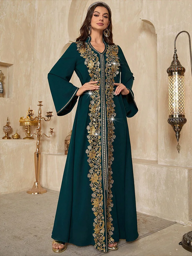 

Ramadan Eid Abayas for Women Muslim Embroidery Maxi Dress Femme Islam Vestidos Morocco Kaftan Dubai Turkey Robe Djellaba Abaya