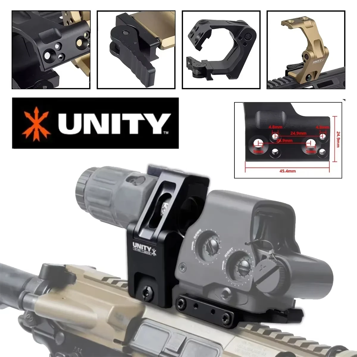 UNITY FAST OMNI FTC Magnifier Mount Optic Base Tactical G30 G33 G43 G45 551 552 553 558 2.26