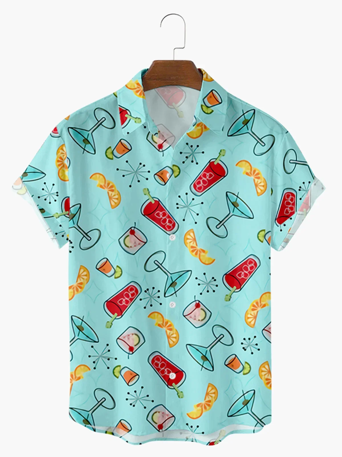 Camisa masculina de manga curta polo pescoço, padrão floral, camisa havaiana, tecido confortável, plus size XS-5XL, verão, novo, 2022